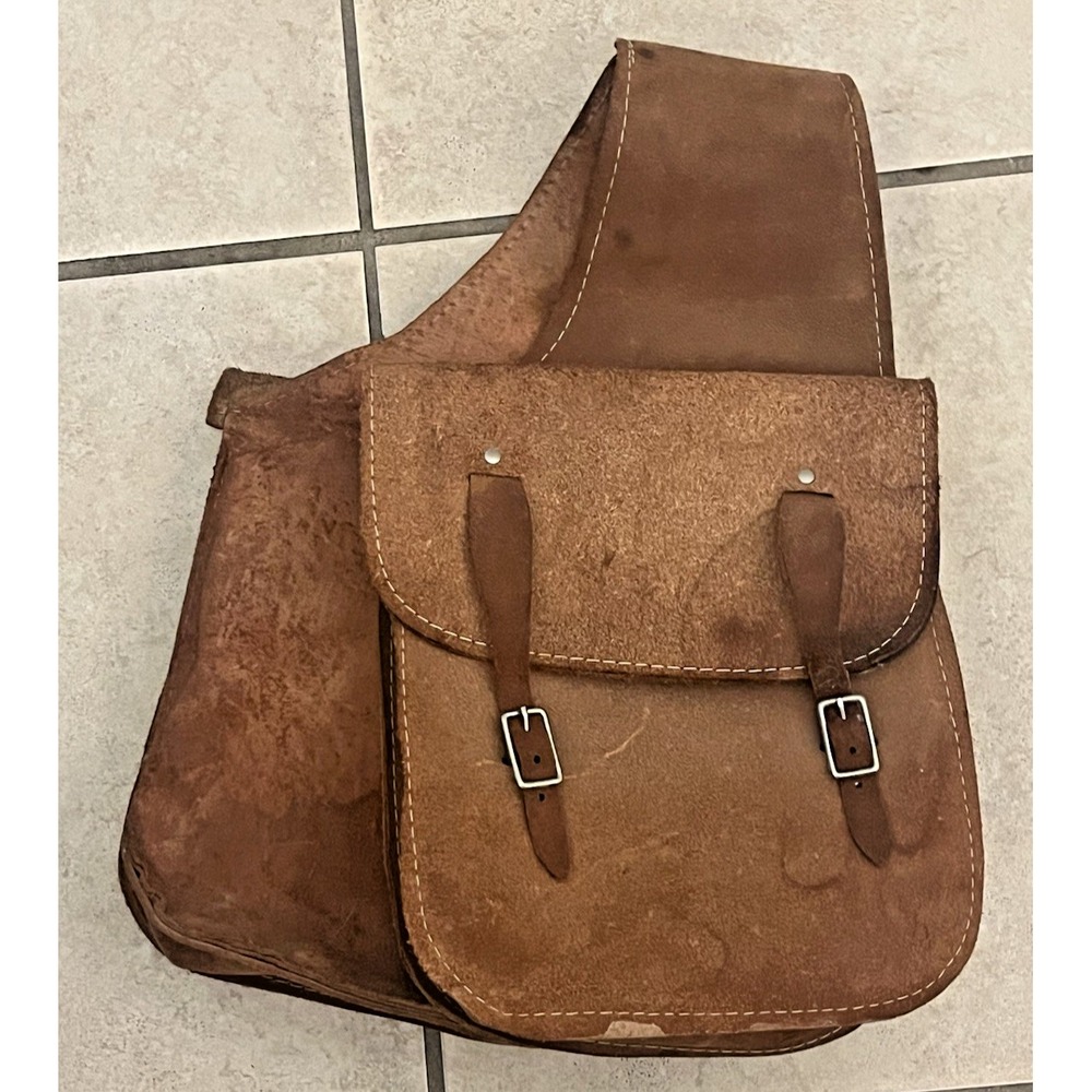 Vintage Leather Double Saddle bags Horse Ranch Cowboy Western Tack